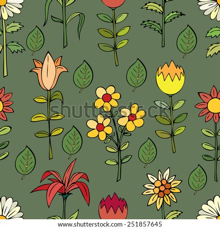 Various summer flowers.