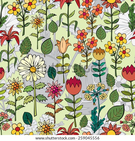 Various summer flowers.
