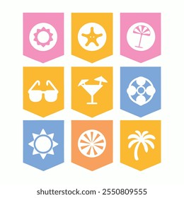 Various Summer Theme Stickers on Lined Note Paper.