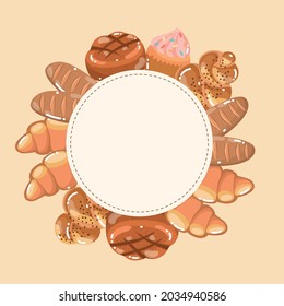 Various Sweet Breads And Pastry Label