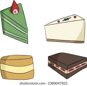 Various sweet cake dessert vector