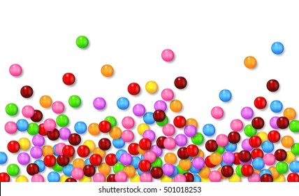 Various sweet candies on white background