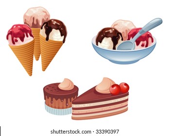 Various sweet desserts
