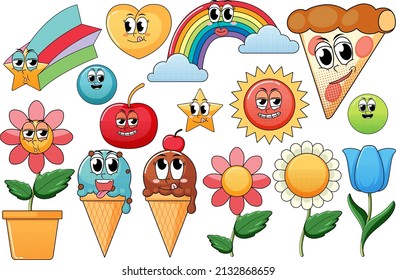 A various sweets on white background illustration