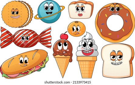 A various sweets on white background illustration