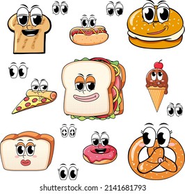 A various sweets on white background illustration