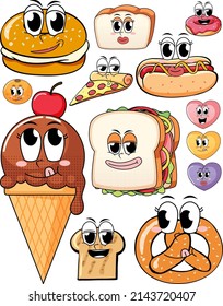 A various sweets on white background illustration