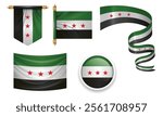 various syria flags set isolated - syrian flag
