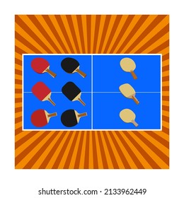 varias raquetas de ping pong ilustración pingpong
