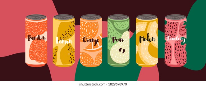 Various tasty Soda beverages set