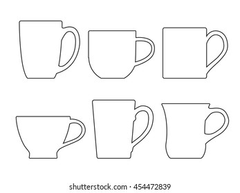 Various Tea Mugs Outline Vector Illustration Stock Vector (Royalty Free ...