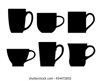 Various tea mugs. Vector illustration.