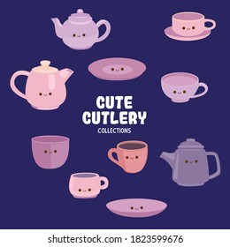 various tea pot and cups