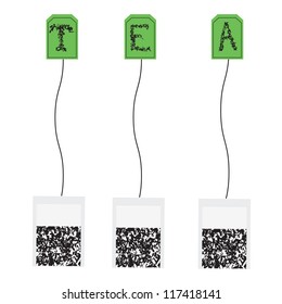 Various teabags. Vector seamless background.