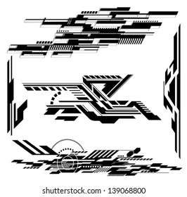 various Technological futuristic contemporary shapes