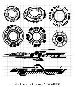 various Technological futuristic contemporary shapes