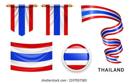 
Various Thailand flags set isolated
