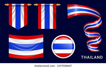 
Various Thailand flags set isolated
