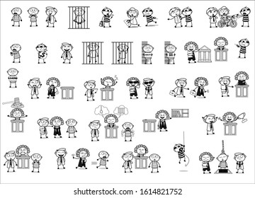 Various Thief - Set of Retro Concepts Vector illustrations