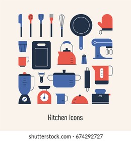 Various things in the kitchen vector illustration flat design