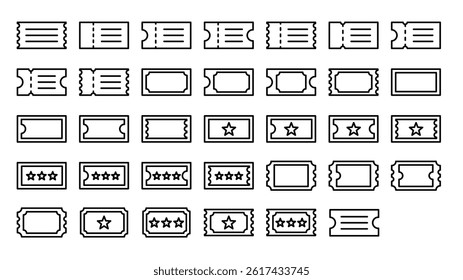 Various Ticket and Coupon Outline Icon Set