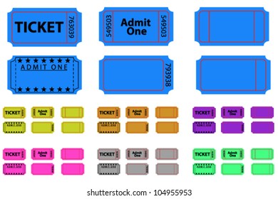 Various Tickets Set Different Colours Stock Vector (Royalty Free ...