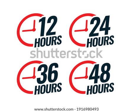 various time stickers with time 12, 24, 36 and 48 hours