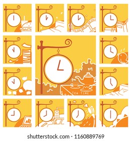 Various time teller by clock icon. Using Autumn color to comfort your eyes. These icon can be use for presentation board, website or blog decoration and also articles illustration.