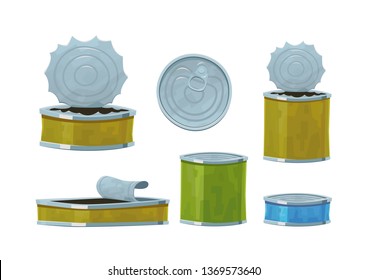 Various tin cans isolated on white background vector