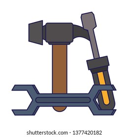 Various tools for repair and construction blue lines