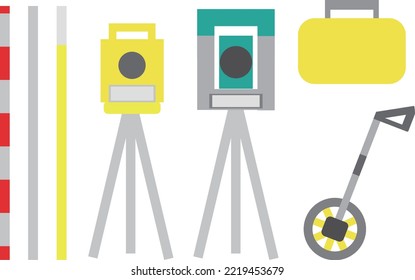 Various tools used in surveying set