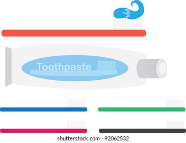 Various Toothbrushes and toothpaste tube