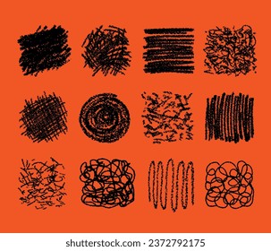 Various traces made with pencil or chalk. Hand drawn strokes, hatching. Abstract test doodles