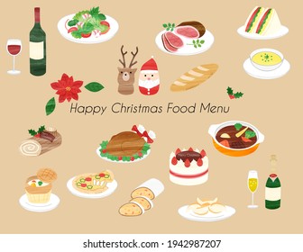 Various traditional Christmas food icon