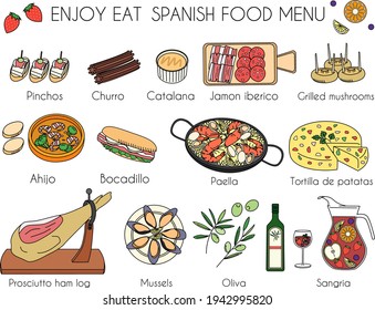 Various traditional Spanish dishes icon