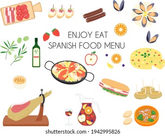 Various traditional Spanish dishes icon