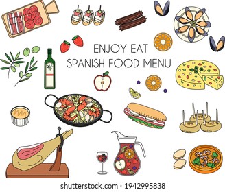 Various traditional Spanish dishes icon