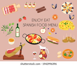 Various traditional Spanish dishes icon