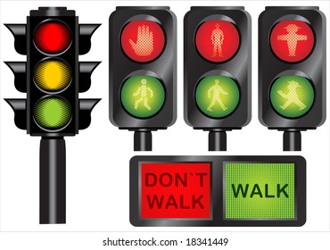 Various traffic lights from different countries vector