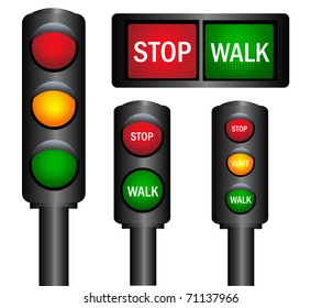 Various traffic lights from different countries vector