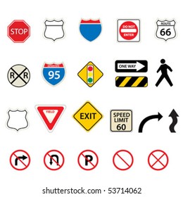 Various Traffic Road Signs Stock Vector (Royalty Free) 53714062 ...