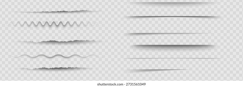 Varias sombras transparentes y Formas rectas lineales a curvas sobre fondo blanco. Diferentes niveles de intensidad con efectos de profundidad y sombreado. Realista
