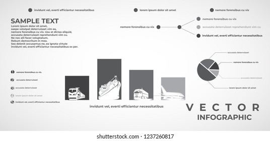 Various transport and delivery of cargo, vector infographics.