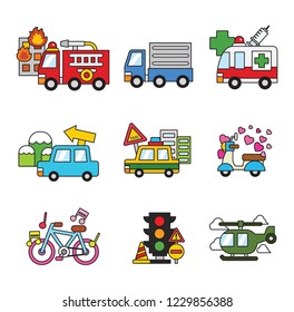 Diversos iconos de transporte