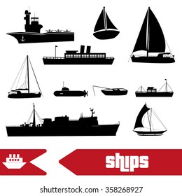 various transportation navy ships icons set eps10