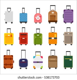 various travel luggage bag vector illustration flat design