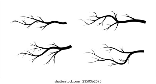 various tree branch silhouette collection