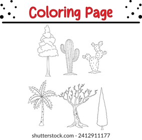 página de Coloración de varias colecciones de árbol