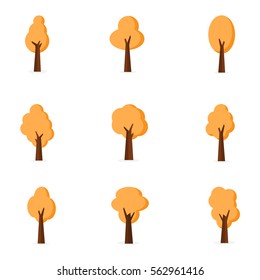 Various tree set of vector flat illustration