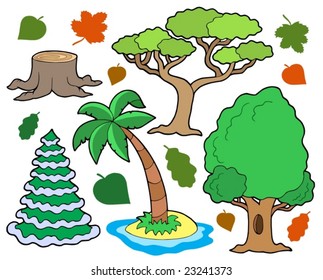 Various trees collection 1 - vector illustration.